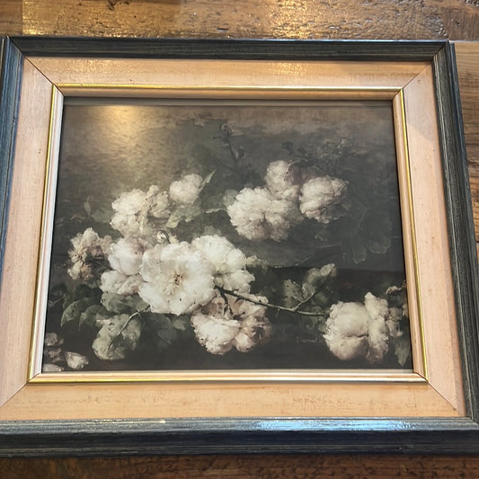 Vintage Framed White Flower Print