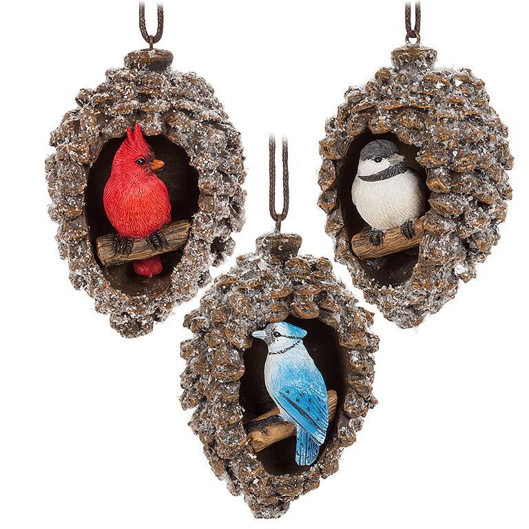 Bird in Pinecone Ornament