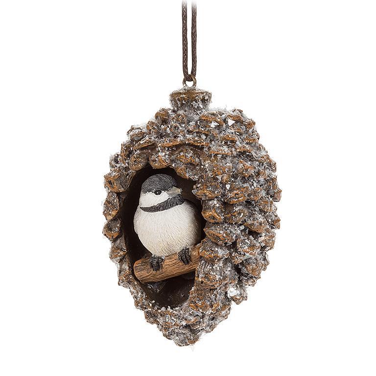 Bird in Pinecone Ornament