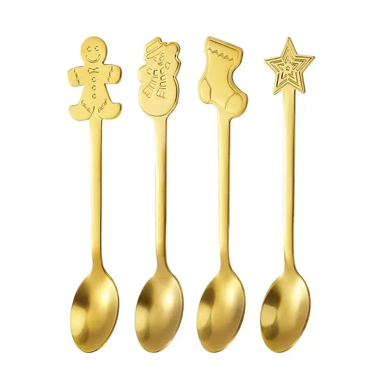 Small Holiday Coffee Spoons, Gold