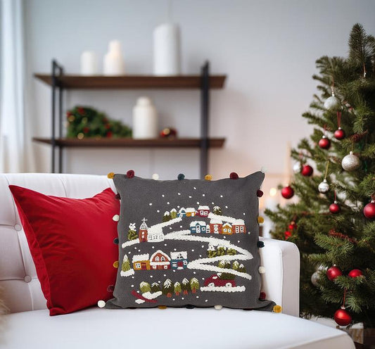 Village Scene Pillow