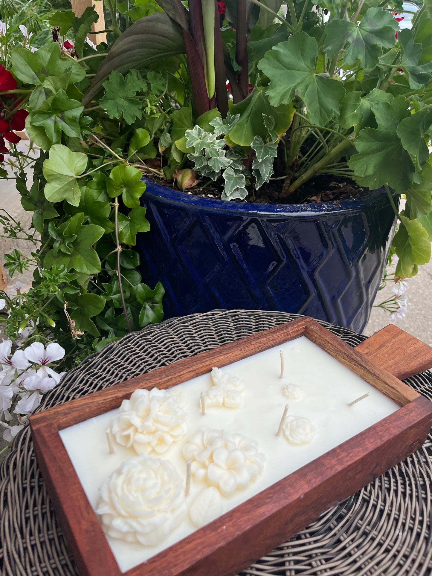 Soy Candle in Wooden Trove Tray