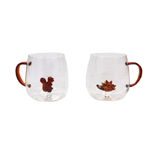 Squirrel & Porcupine Glass Mugs