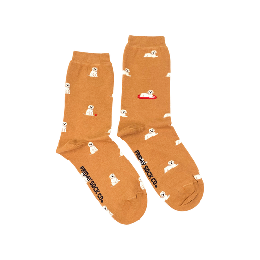 Women's Socks | Tiny Golden Dogs | Mismatched | Italian