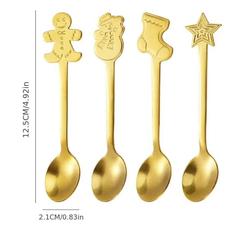 Small Holiday Coffee Spoons, Gold