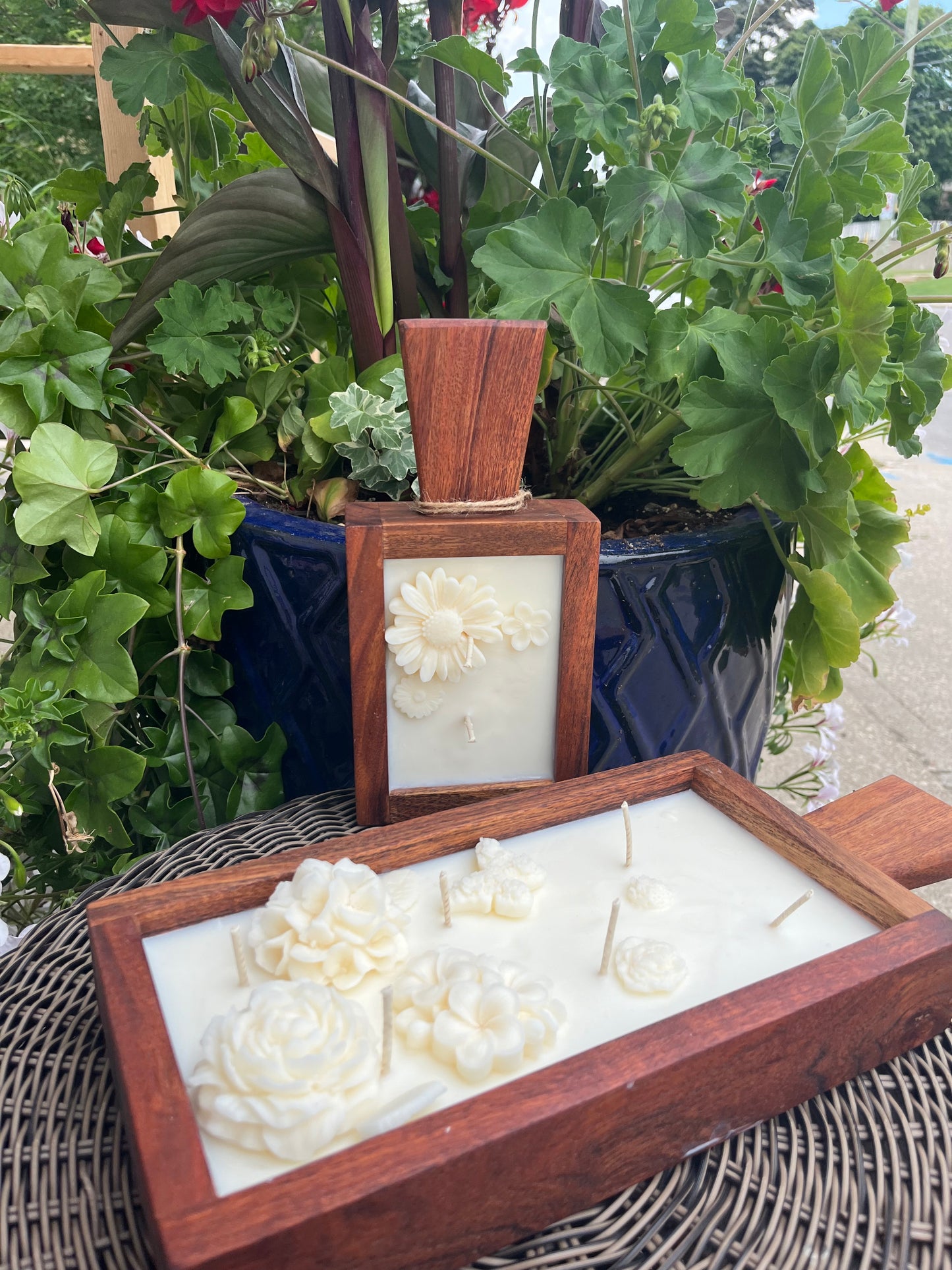 Soy Candle in Wooden Trove Tray