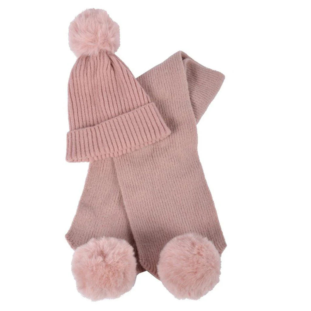 Scarf And Hat Faux Pom Set - Catherine Lillywhite's