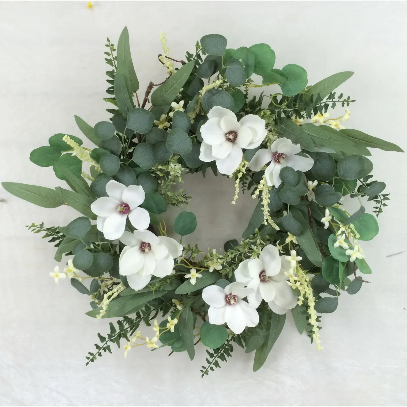 White Magnolia & Greens  Wreath