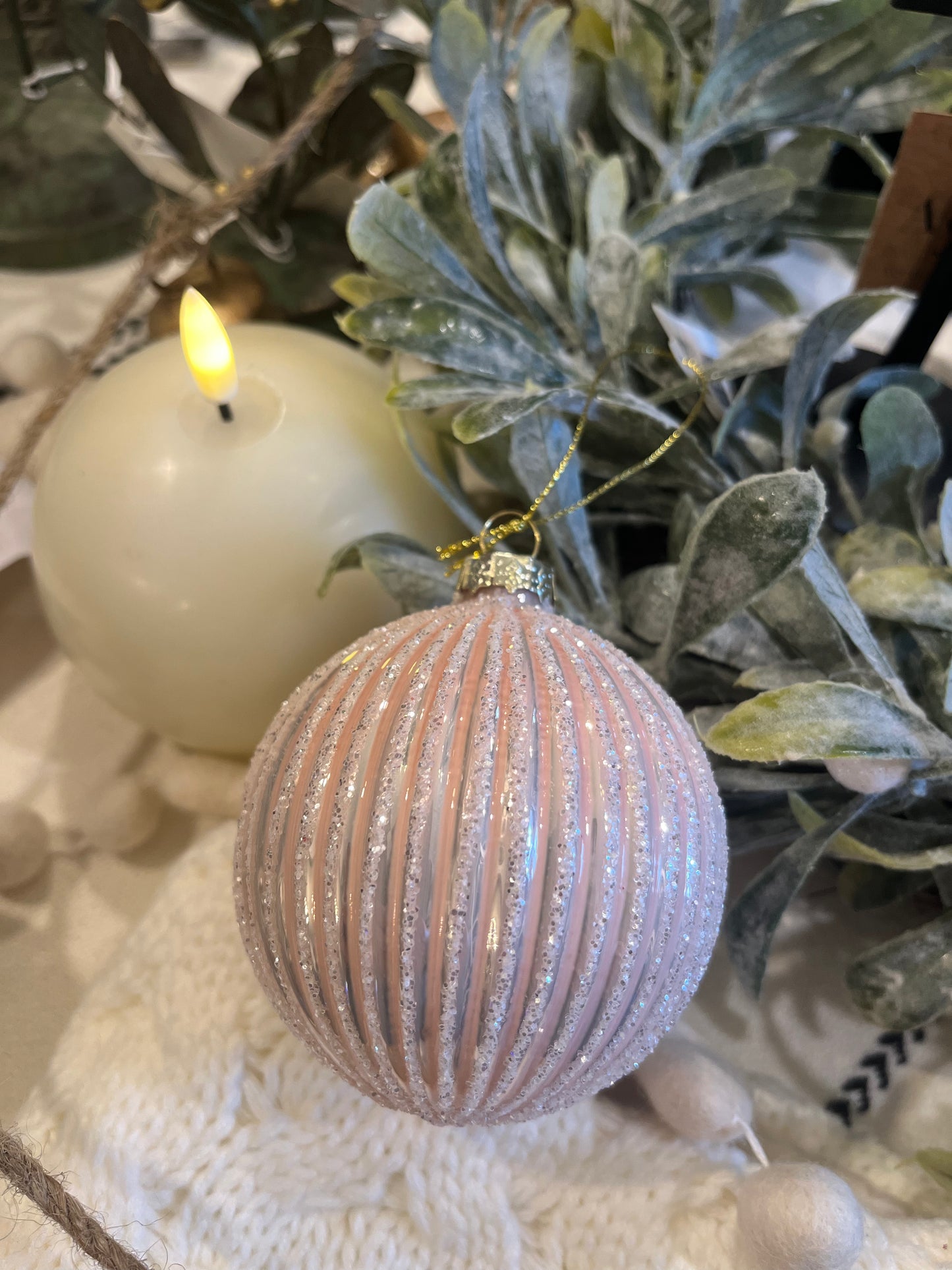 White and Pink Glam Ornaments