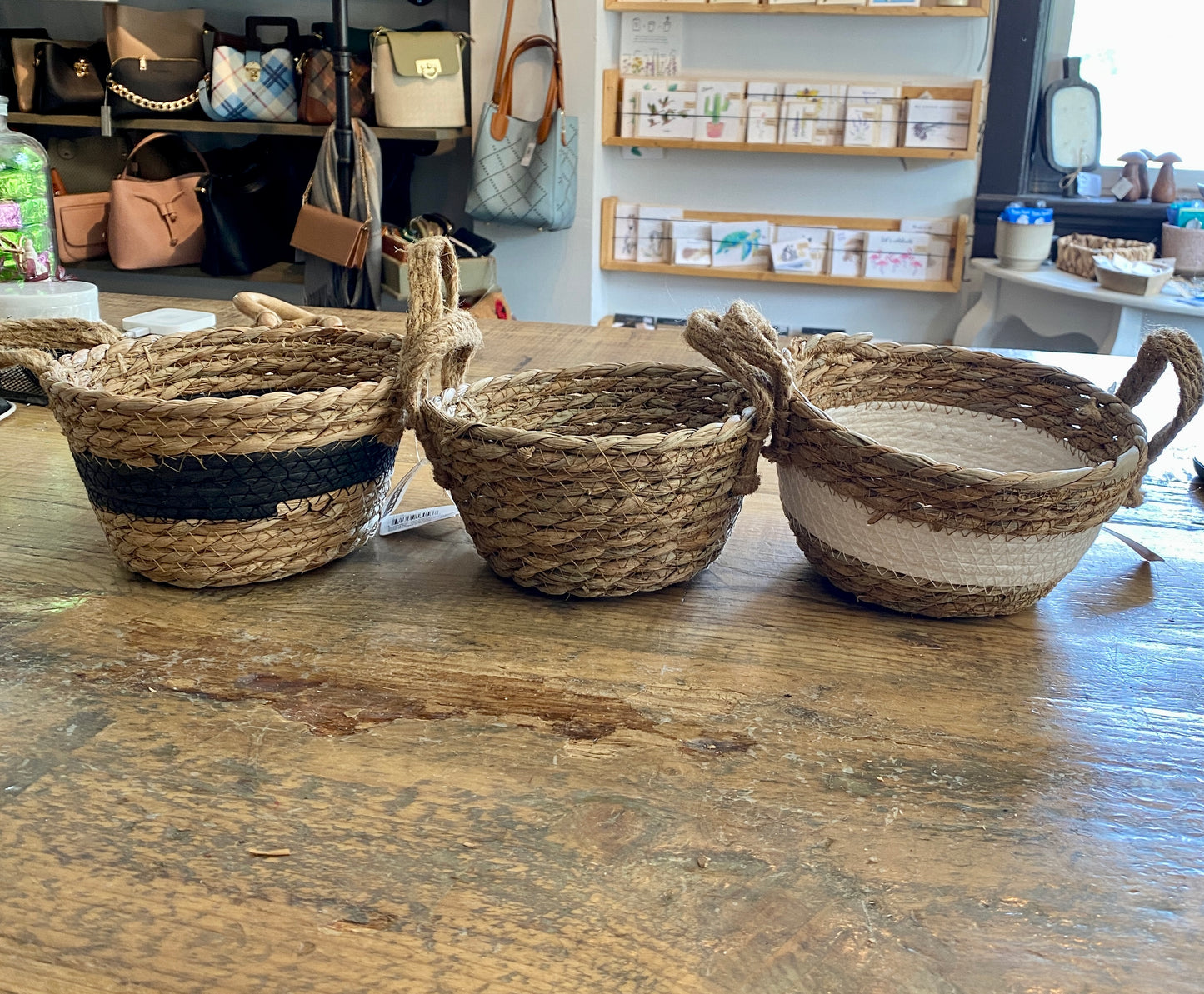 White or Black Handled Baskets