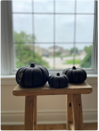 Set of Three Black Pumpkins