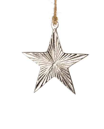 Silver Ridged Star Ornament