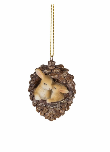 Resin Rabbits Ornament- Inside Pinecone