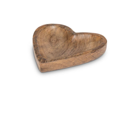 Small Mango Wood Heart Plate 8"W