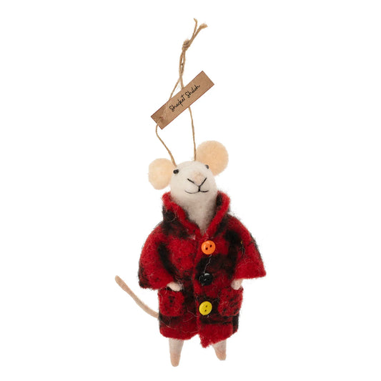 felted wool mouse ornament