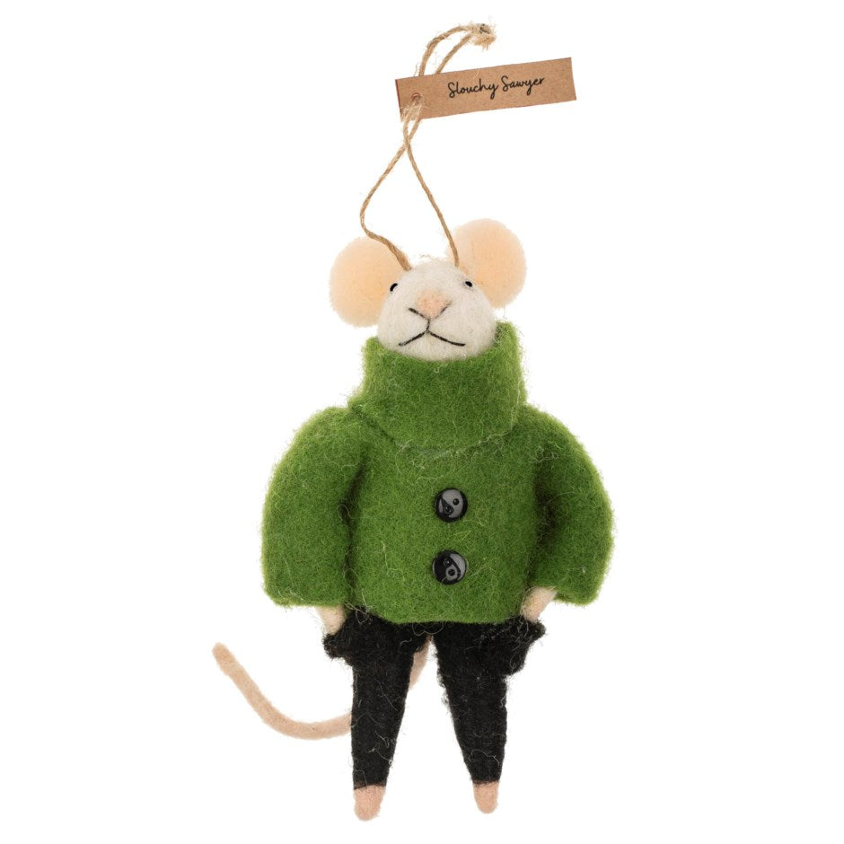 Slouchy Sawyer Felted Mouse Ornament