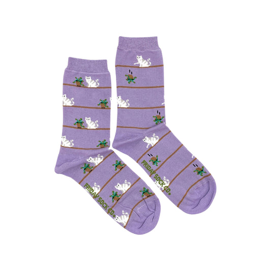 Women's Socks | Cat & Plant | Mismatched Socks