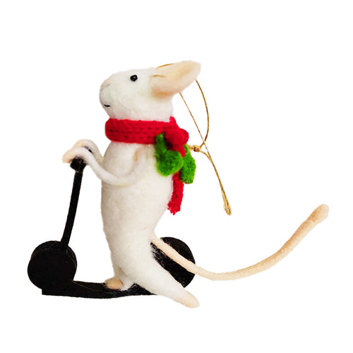 felted wool mouse ornament