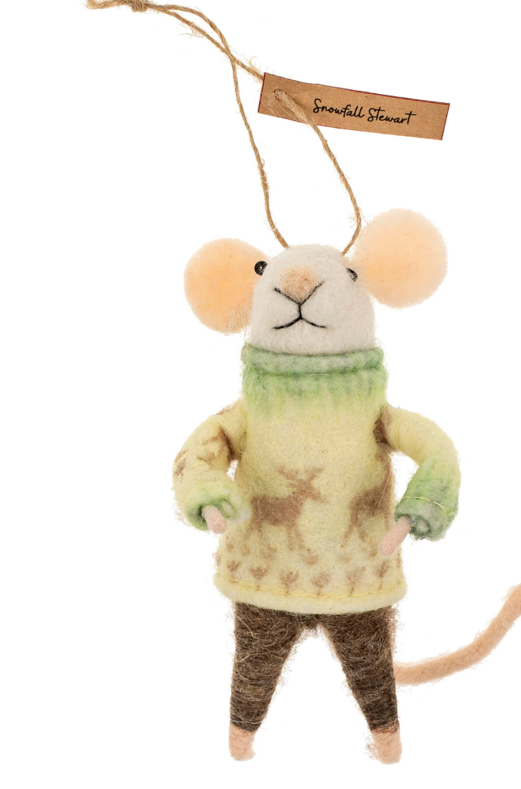 felted wool mouse ornament