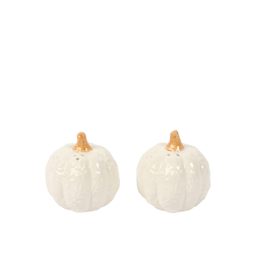 White Ceramic Pumpkin Salt and Pepper Shakers