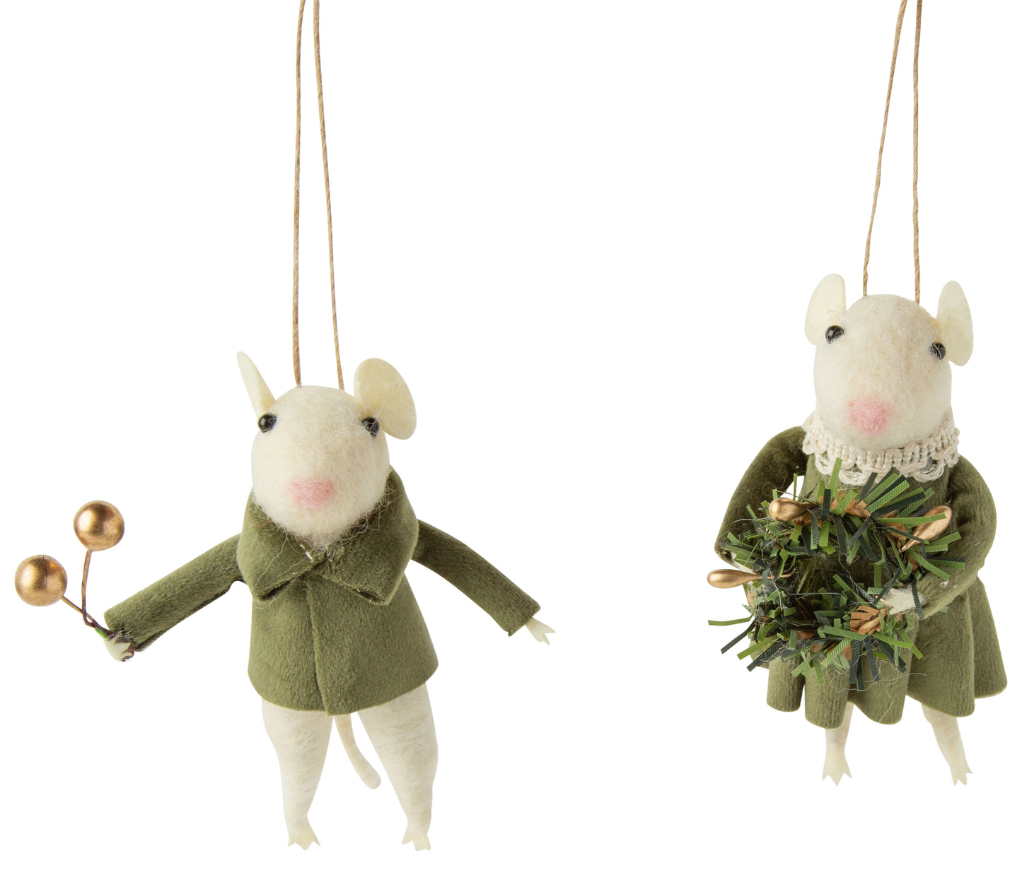 Fancy Velvet Felted Mice Ornaments