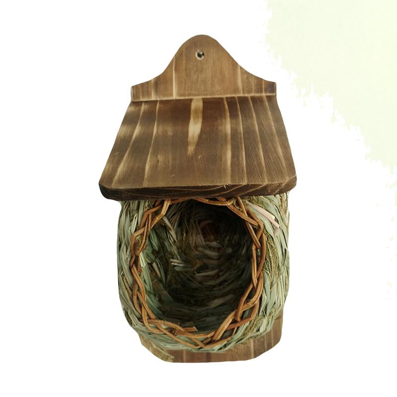 Wood & Grass Birdhouse