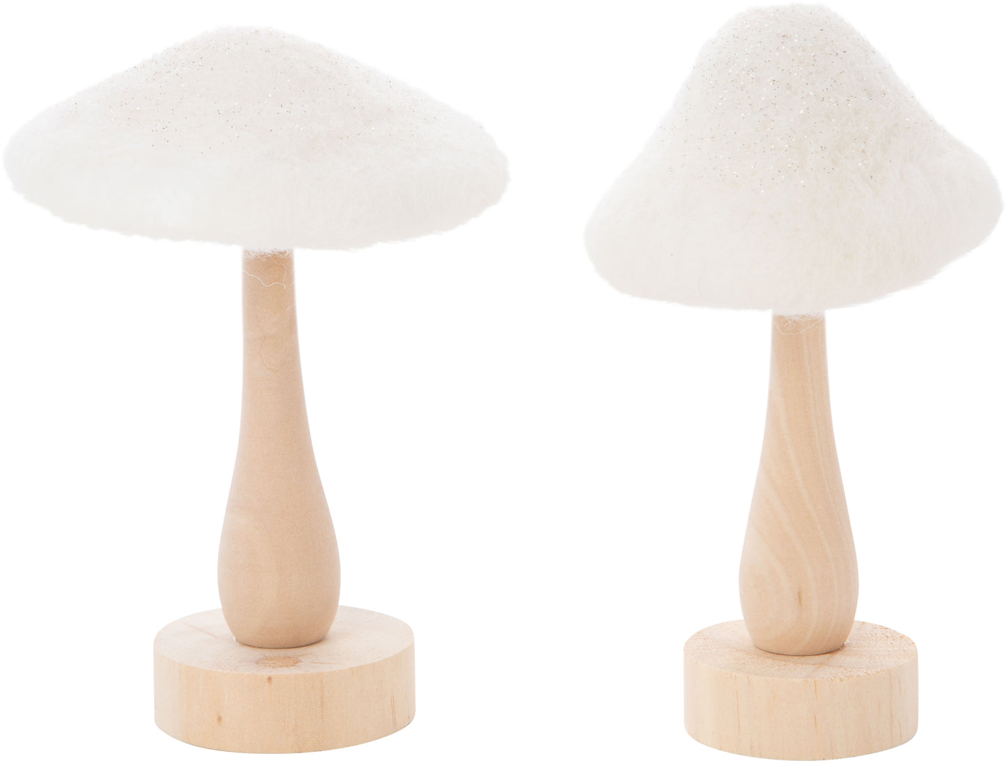 Wooden and Felted Wool Mushroom Decoration