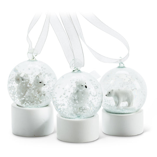 White Animal Snowglobe Ornament