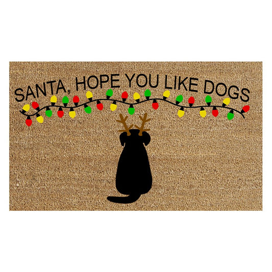 Santa I hope you like dogs coir door mat