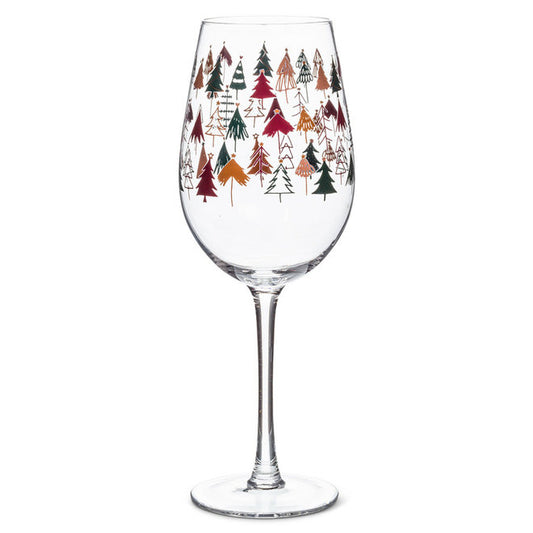 Winter tree wine glass