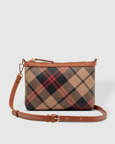 Carina Crossbody Purse, plaid vegan leather