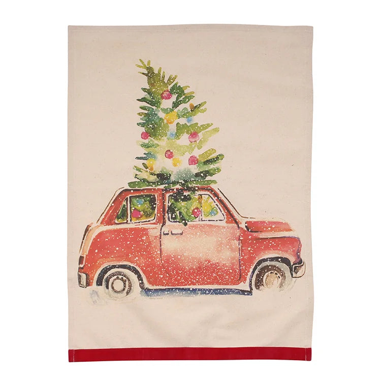 Vintage Christmas Towels Velvet Trim