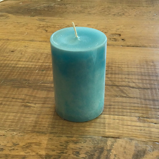 Turquoise Pillar Candle Small 3.5"H