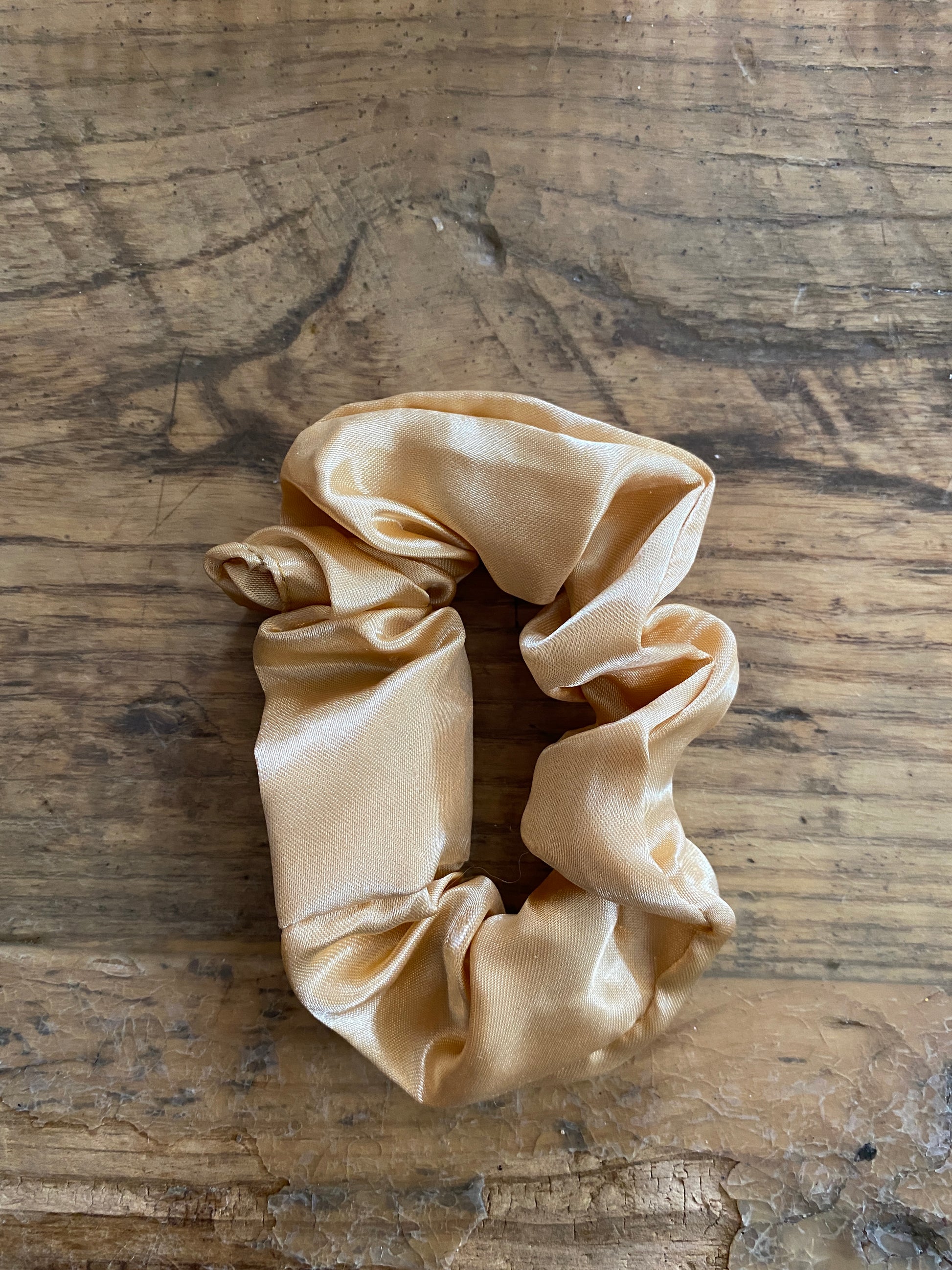 Light Gold satin scrunchy hair tie.