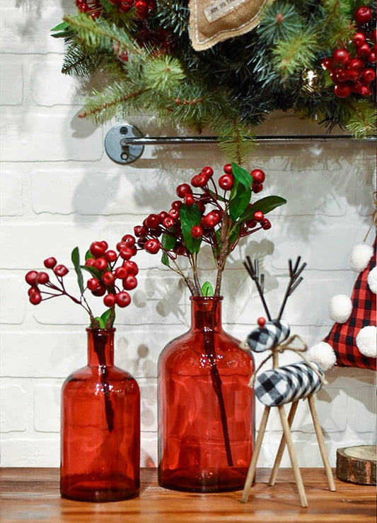 Small red bottleneck bottles