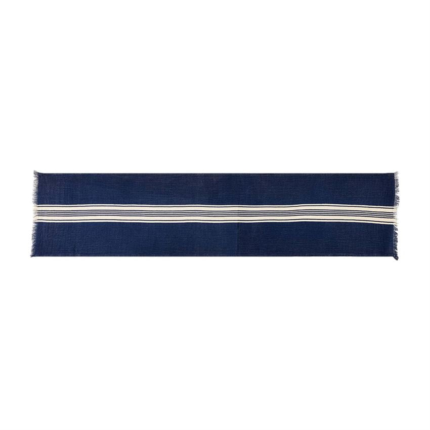 Navy fringed table runner