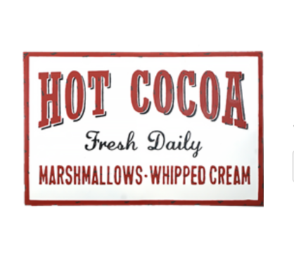 Hot Cocoa Tin Embossed Sign