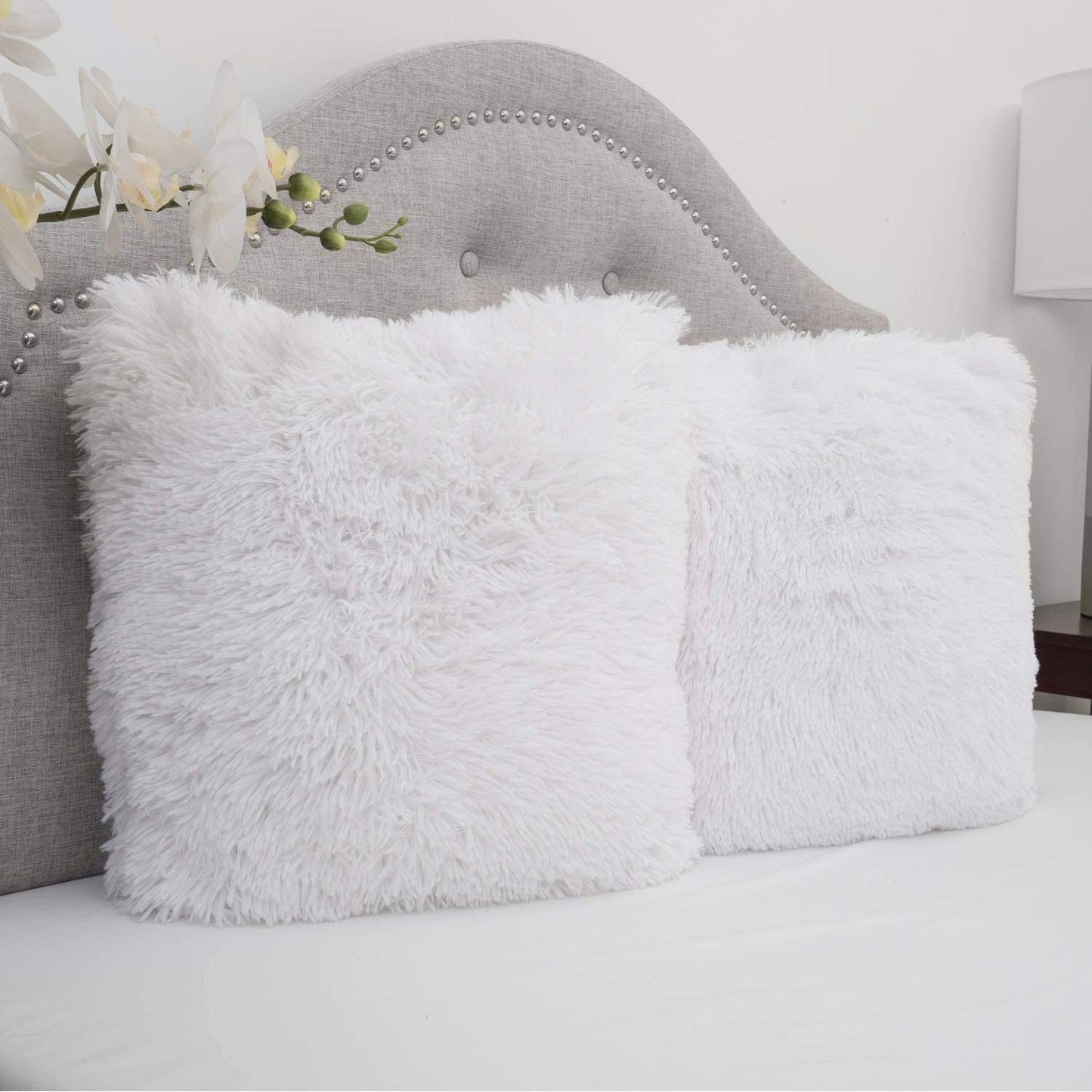 Super soft white fur pillow