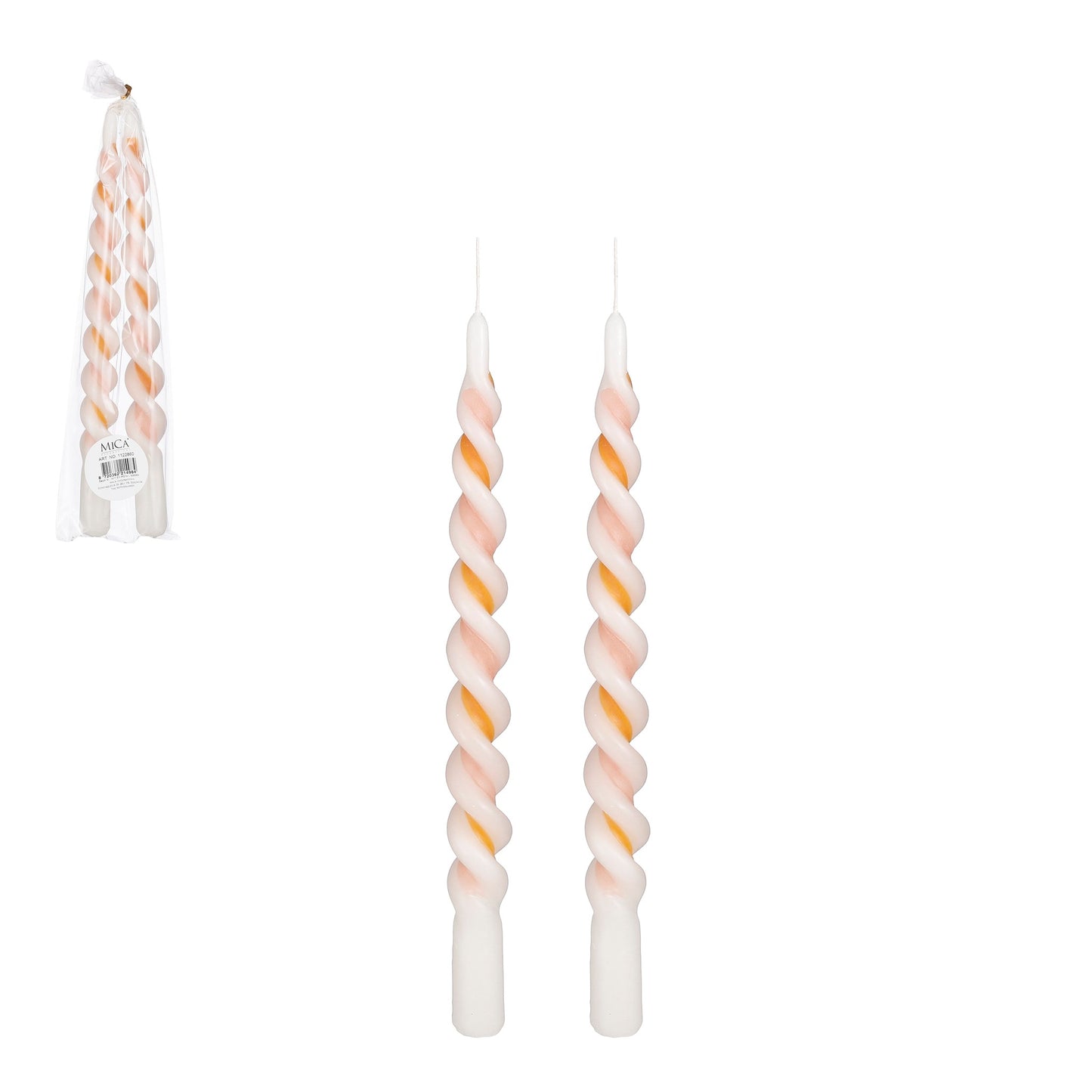 Twist Taper Candles, Orange Stripes