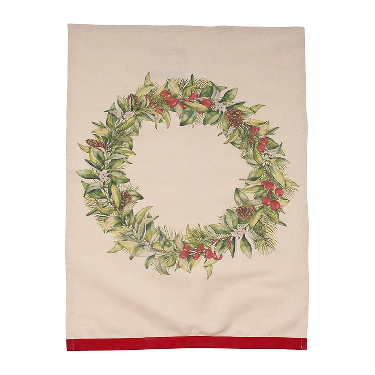 Vintage Christmas Towels Velvet Trim